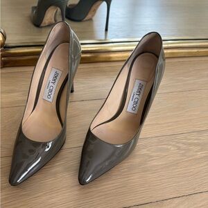 Jimmy Choo Taupe Patent Leather Heels